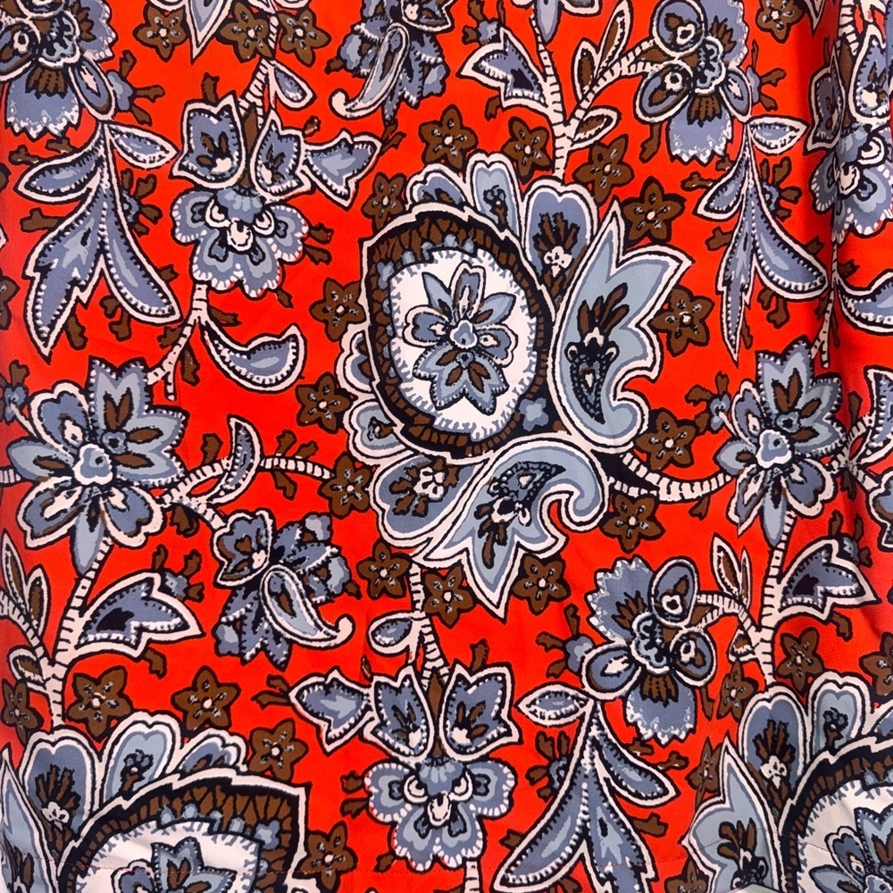 LOFT Red Paisley-Print Shirt Dress SZ M - Picture 3 of 6